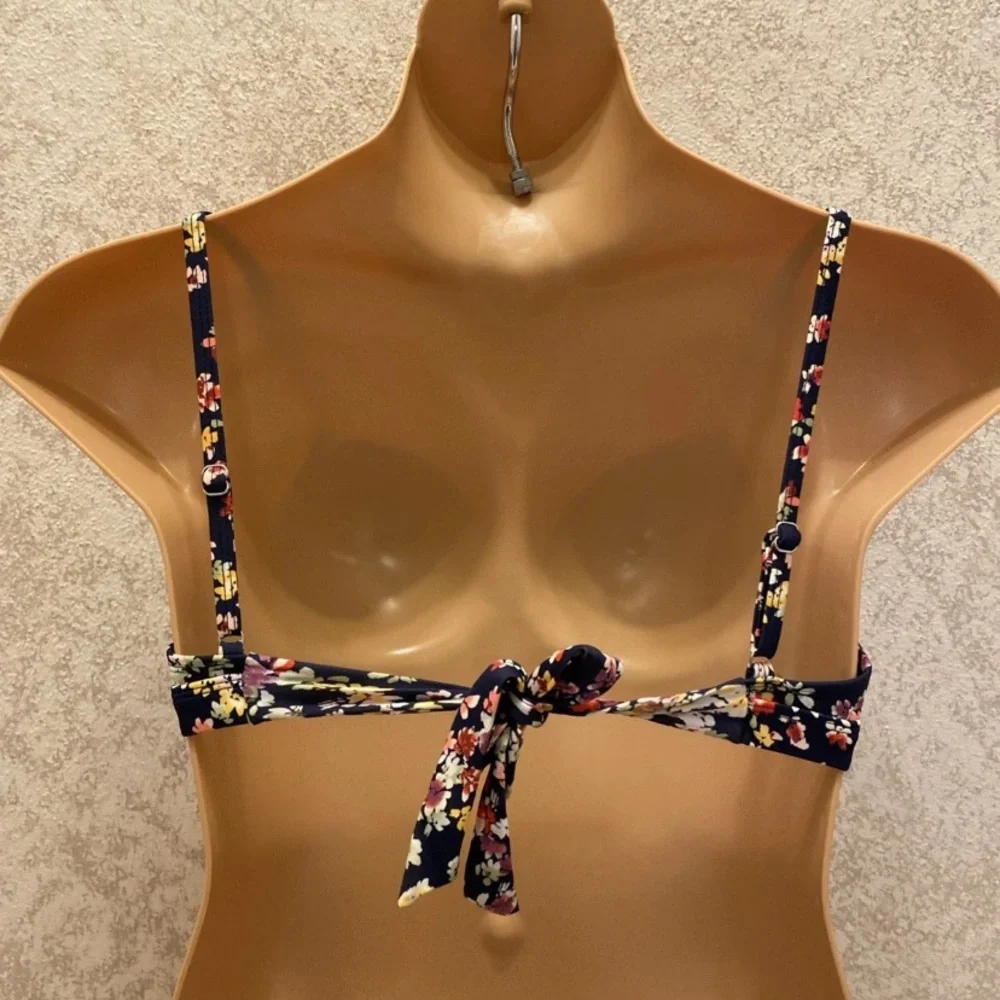 Kona Sol Navy Floral Bikini Top